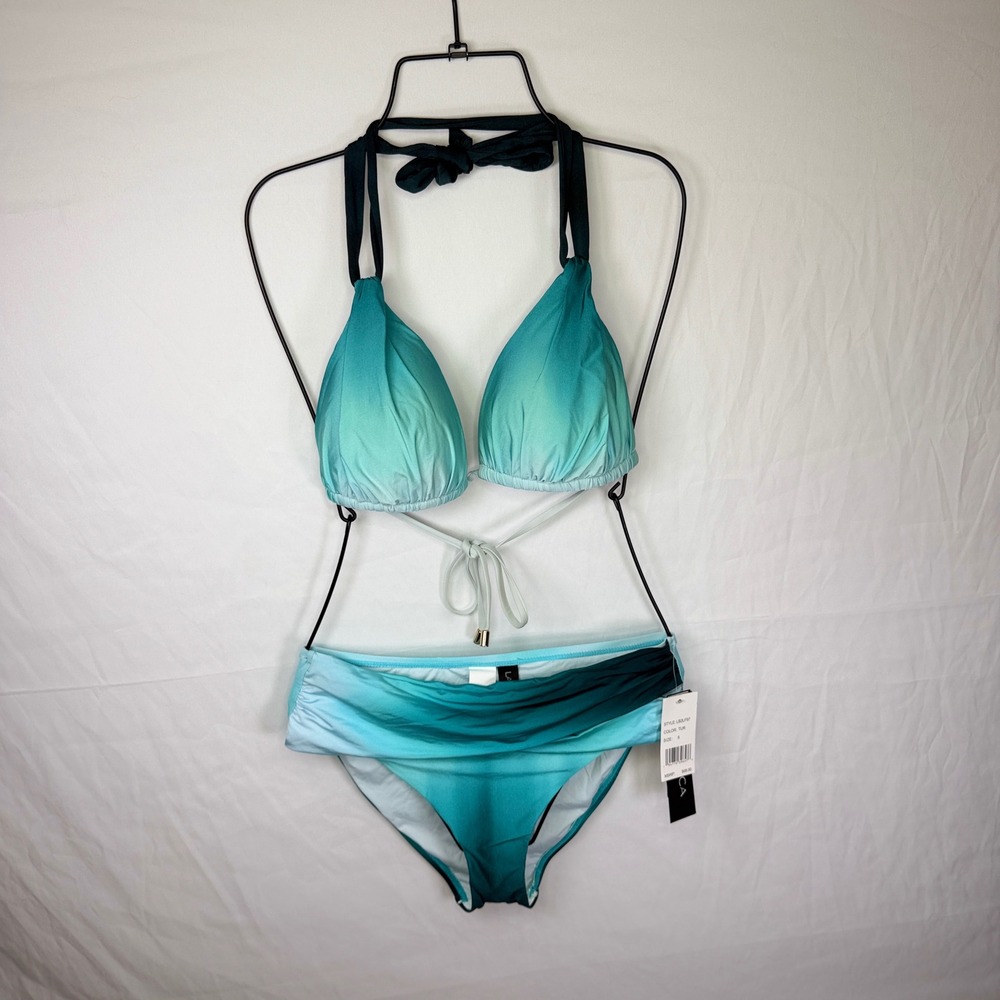La Blanca Bikini Swimsuit Womens Size 6 Turquoise Ombre Two Piece LB2LF97